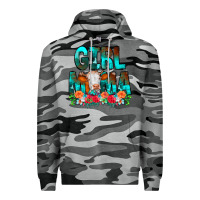 Slate Camo Girl Mama Flowers Cow Premium Hoodie - CowCowDesign