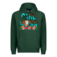 Sports Green Girl Mama Flowers Cow Premium Hoodie - CowCowDesign