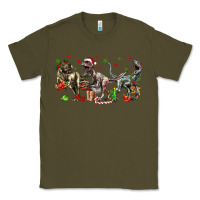 Army Green Three Christmas Dinosaurs Classic Tee - LillyAllenDesigns