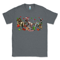 Charcoal Heather Three Christmas Dinosaurs Classic Tee - LillyAllenDesigns