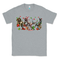 Heather Grey Three Christmas Dinosaurs Classic Tee - LillyAllenDesigns