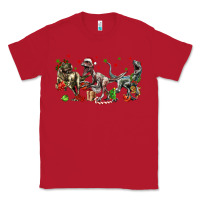 Red Three Christmas Dinosaurs Classic Tee - LillyAllenDesigns