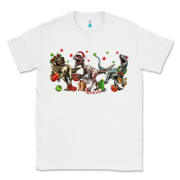 White Three Christmas Dinosaurs Classic Tee - LillyAllenDesigns