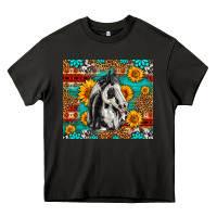 Asphalt Aztec Sunflowers Horse Heavy Core Tee - LillyAllenDesigns