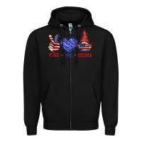 Black Peace love America with gnome 4th of july Zipper Hoodie - HowdyJamesFarm