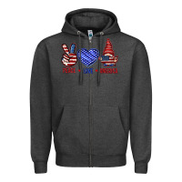 Charcoal Heather Peace love America with gnome 4th of july Zipper Hoodie - HowdyJamesFarm
