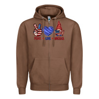 Chestnut Peace love America with gnome 4th of july Zipper Hoodie - HowdyJamesFarm