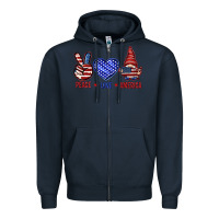 Navy Peace love America with gnome 4th of july Zipper Hoodie - HowdyJamesFarm