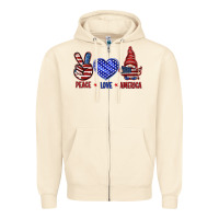 Sandshell Peace love America with gnome 4th of july Zipper Hoodie - HowdyJamesFarm