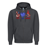 Smoke Peace love America with gnome 4th of july Zipper Hoodie - HowdyJamesFarm
