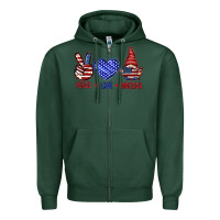 Sports Green Peace love America with gnome 4th of july Zipper Hoodie - HowdyJamesFarm