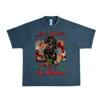 Midnight Navy Christmas life is better with a dachshund Urban Heavy Tee - JahusDesignShop