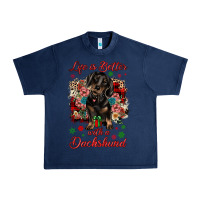 Navy Christmas life is better with a dachshund Urban Heavy Tee - JahusDesignShop