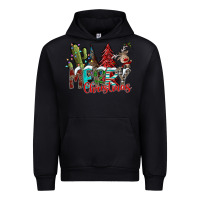 Black Merry Christmas Urban Hoodie - CowhideDigitalArt