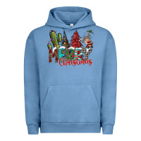 Pigment Pebble Blue Merry Christmas Urban Hoodie - CowhideDigitalArt