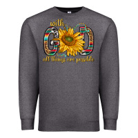 Charcoal Heather with god all things are possible with sunflower bbs Premium Sweatshirt - BundleAndBundleShop