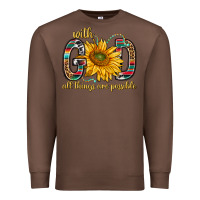 Chestnut with god all things are possible with sunflower bbs Premium Sweatshirt - BundleAndBundleShop