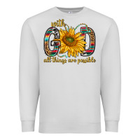 Dove Grey with god all things are possible with sunflower bbs Premium Sweatshirt - BundleAndBundleShop