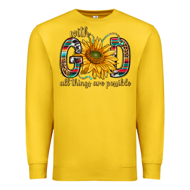 With God All Things Are Possible With Sunflower Bbs Premium Sweatshirt by BundleAndBundleShop | Teevron