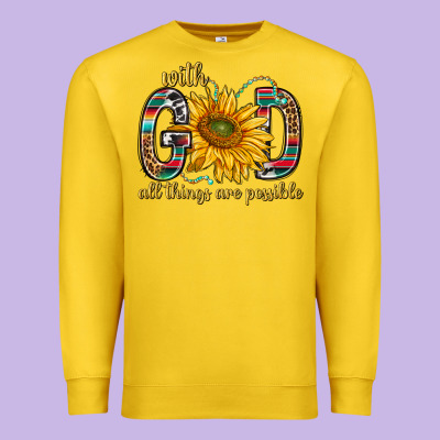 With God All Things Are Possible With Sunflower Bbs Premium Sweatshirt Designed By Bundleandbundleshop
