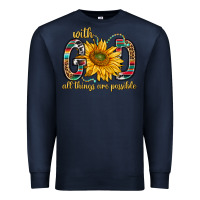 Navy with god all things are possible with sunflower bbs Premium Sweatshirt - BundleAndBundleShop