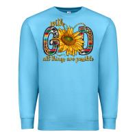 Ocean Blue with god all things are possible with sunflower bbs Premium Sweatshirt - BundleAndBundleShop