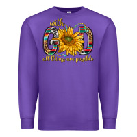 Purple with god all things are possible with sunflower bbs Premium Sweatshirt - BundleAndBundleShop