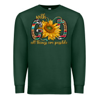 Sports Green with god all things are possible with sunflower bbs Premium Sweatshirt - BundleAndBundleShop