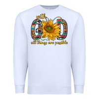 White with god all things are possible with sunflower bbs Premium Sweatshirt - BundleAndBundleShop