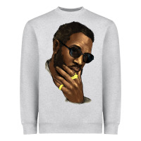 Heather Grey black man Heavyweight Sweatshirt - NancyCooperArtShop
