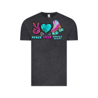 Vintage Black peace love roller skate Vintage Tee - BundleAndBundleShop