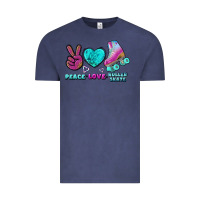 Vintage Denim peace love roller skate Vintage Tee - BundleAndBundleShop