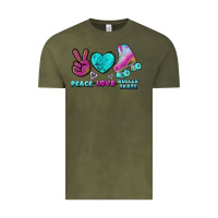 Vintage Olive peace love roller skate Vintage Tee - BundleAndBundleShop
