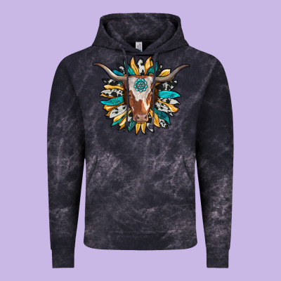 Texas Longhorn Sunflower Background Vintage Hoodie Designed By Ranaportraitstore