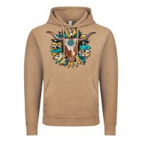 Vintage Coffee texas longhorn sunflower background Vintage Hoodie - RanaPortraitStore