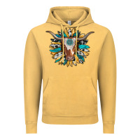 Vintage Mustard texas longhorn sunflower background Vintage Hoodie - RanaPortraitStore
