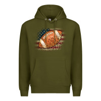 Army Green American Flag Football Leopard Premium Hoodie - CowCowDesign