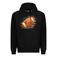 Black American Flag Football Leopard Premium Hoodie - CowCowDesign