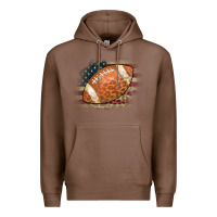 Chestnut American Flag Football Leopard Premium Hoodie - CowCowDesign