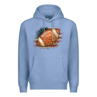 Colony Blue American Flag Football Leopard Premium Hoodie - CowCowDesign