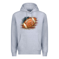Heather Grey American Flag Football Leopard Premium Hoodie - CowCowDesign