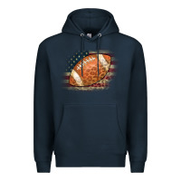 Navy American Flag Football Leopard Premium Hoodie - CowCowDesign