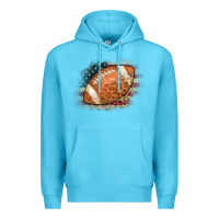 Ocean Blue American Flag Football Leopard Premium Hoodie - CowCowDesign