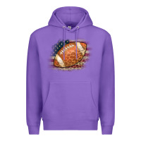 Purple American Flag Football Leopard Premium Hoodie - CowCowDesign