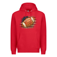 Red American Flag Football Leopard Premium Hoodie - CowCowDesign