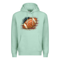 Seafoam American Flag Football Leopard Premium Hoodie - CowCowDesign