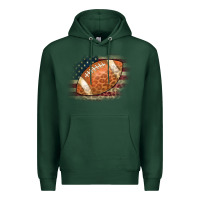 Sports Green American Flag Football Leopard Premium Hoodie - CowCowDesign