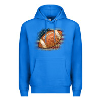 True Royal American Flag Football Leopard Premium Hoodie - CowCowDesign