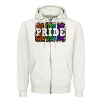 Oatmeal Heather Pride barcode Zipper Hoodie - CowGirlArtShop