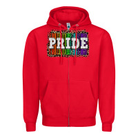 Red Pride barcode Zipper Hoodie - CowGirlArtShop